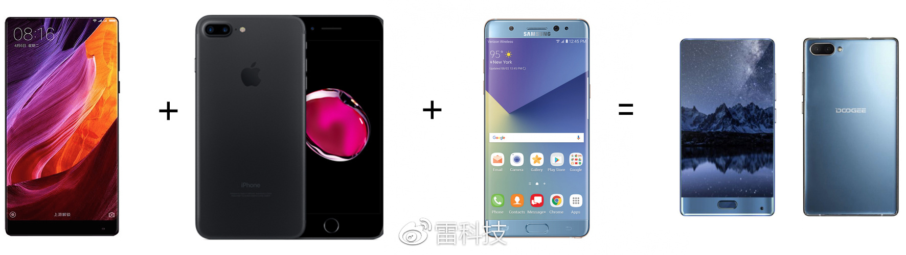 道格MIX拥有Note7的配色、iPhone的背部和小米MIX的正面